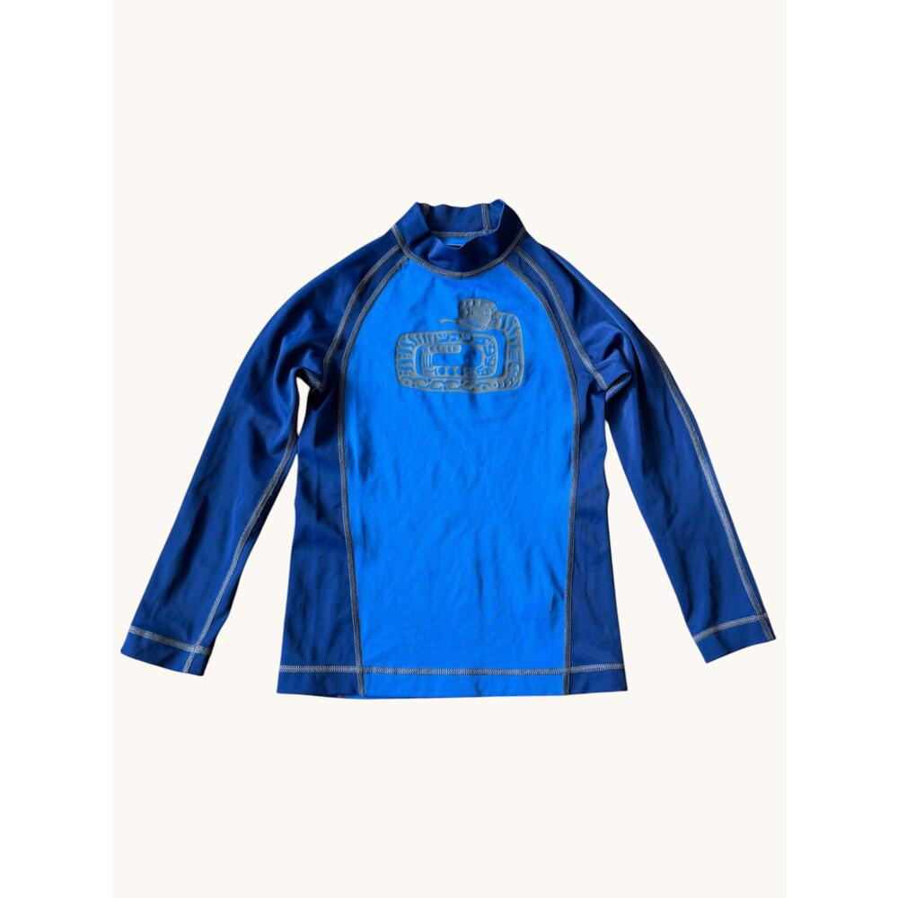 REI Kids Long Sleeve Rash Guard Blue Aztec Snake Graphic XXS
